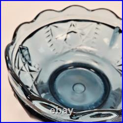 VTG Indiana Glass Colonial Blue Stars & Bars Fairy Lamp Base Bottom Only Parts