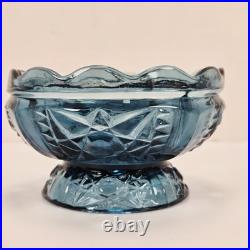 VTG Indiana Glass Colonial Blue Stars & Bars Fairy Lamp Base Bottom Only Parts