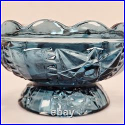 VTG Indiana Glass Colonial Blue Stars & Bars Fairy Lamp Base Bottom Only Parts