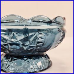 VTG Indiana Glass Colonial Blue Stars & Bars Fairy Lamp Base Bottom Only Parts