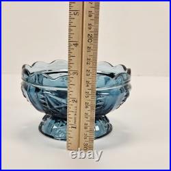 VTG Indiana Glass Colonial Blue Stars & Bars Fairy Lamp Base Bottom Only Parts