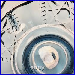 VTG Indiana Glass Colonial Blue Stars & Bars Fairy Lamp Base Bottom Only Parts