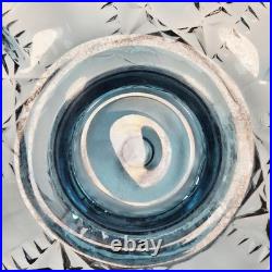 VTG Indiana Glass Colonial Blue Stars & Bars Fairy Lamp Base Bottom Only Parts