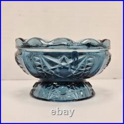 VTG Indiana Glass Colonial Blue Stars & Bars Fairy Lamp Base Bottom Only Parts