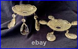 VTG Lot 10 Chandelier Parts 4 Bobeche With 5 Brass Pin X-Large Prisms 3.5 See