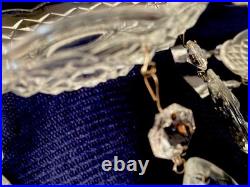 VTG Lot 10 Chandelier Parts 4 Bobeche With 5 Brass Pin X-Large Prisms 3.5 See VTG Lot 10 Chandelier Parts 4 Bobeche With 5 Brass Pin X-Large Prisms 3.5 See