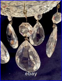 VTG Lot 10 Chandelier Parts 4 Bobeche With 5 Brass Pin X-Large Prisms 3.5 See