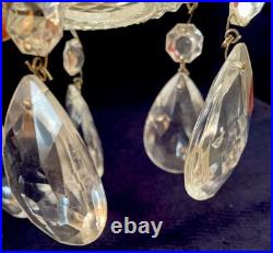 VTG Lot 10 Chandelier Parts 4 Bobeche With 5 Brass Pin X-Large Prisms 3.5 See