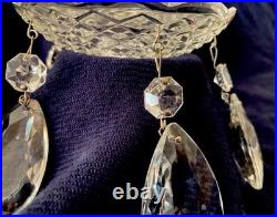 VTG Lot 10 Chandelier Parts 4 Bobeche With 5 Brass Pin X-Large Prisms 3.5 See