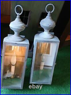 VTG MCM Victorian Gothic Slide Out Glass Lamps PARTS ONLY ELECTRIC NEEDS WORK