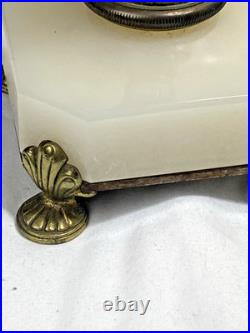 VTG ORNATE White Marble Table Lamp Lighting Brass Footed Ornate FOR PARTS