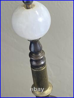 VTG ORNATE White Marble Table Lamp Lighting Brass Footed Ornate FOR PARTS