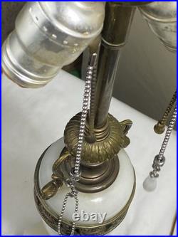 VTG ORNATE White Marble Table Lamp Lighting Brass Footed Ornate FOR PARTS