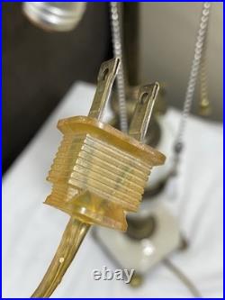 VTG ORNATE White Marble Table Lamp Lighting Brass Footed Ornate FOR PARTS