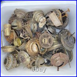 VTG Oil Kerosene Lamp Burner Parts Lot Chimney Galleries Wick Holders Salvage