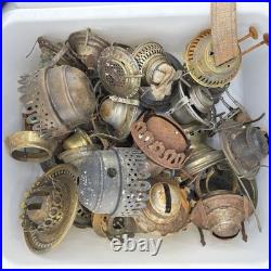 VTG Oil Kerosene Lamp Burner Parts Lot Chimney Galleries Wick Holders Salvage