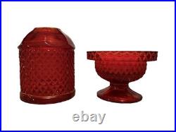 VTG Ruby Red Viking Glass Fairy Lamp Candle Holder All Parts In Photo Included