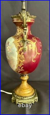 VTG. Sevres Signed French Style Porcelain Table Lamp withBrass Fittings (As-Is)