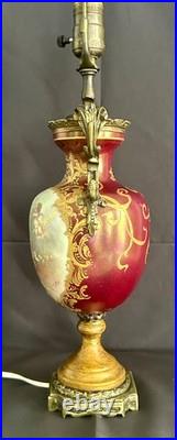 VTG. Sevres Signed French Style Porcelain Table Lamp withBrass Fittings (As-Is)