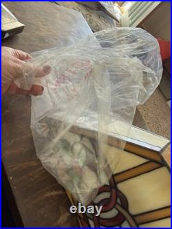 VTG TIFFANY style Stained Slag Glass Wall Sconces Lamp Shade New with parts