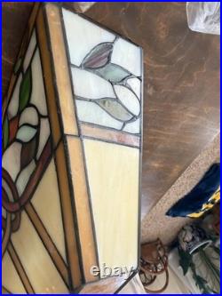 VTG TIFFANY style Stained Slag Glass Wall Sconces Lamp Shade New with parts