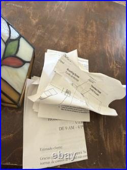 VTG TIFFANY style Stained Slag Glass Wall Sconces Lamp Shade New with parts