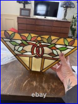 VTG TIFFANY style Stained Slag Glass Wall Sconces Lamp Shade New with parts