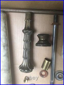 VTG Table Lamp MODERN MARBLE COLUMN Base HOLLYWOOD REGENCY Parts Brass Antique