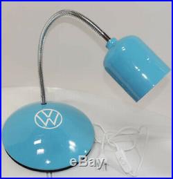 VW Vintage Parts Desk Lamp, Hub Cap Base, 120 Volts, Blue Color