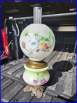 Victorian Gone With The Wind Antique Nouveau Parlor Lamp Hand Painted Glob Parts