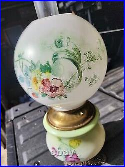 Victorian Gone With The Wind Antique Nouveau Parlor Lamp Hand Painted Glob Parts