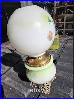 Victorian Gone With The Wind Antique Nouveau Parlor Lamp Hand Painted Glob Parts