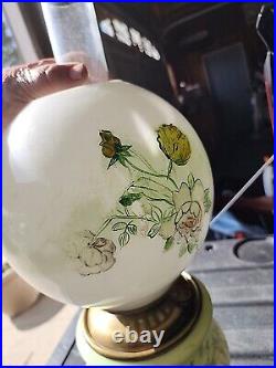 Victorian Gone With The Wind Antique Nouveau Parlor Lamp Hand Painted Glob Parts