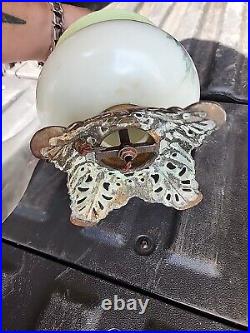Victorian Gone With The Wind Antique Nouveau Parlor Lamp Hand Painted Glob Parts