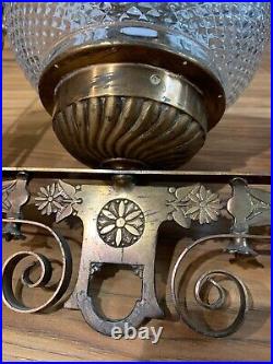 Victorian Milk Glass Library Parlor Hanging Oil Lamp 14 Shade Jeweled for parts