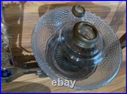 Victorian Milk Glass Library Parlor Hanging Oil Lamp 14 Shade Jeweled for parts