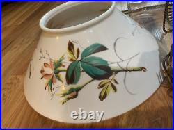 Victorian Milk Glass Library Parlor Hanging Oil Lamp 14 Shade Jeweled for parts