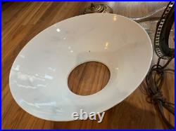 Victorian Milk Glass Library Parlor Hanging Oil Lamp 14 Shade Jeweled for parts