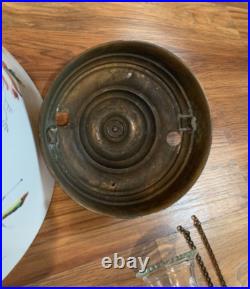 Victorian Milk Glass Library Parlor Hanging Oil Lamp 14 Shade Jeweled for parts