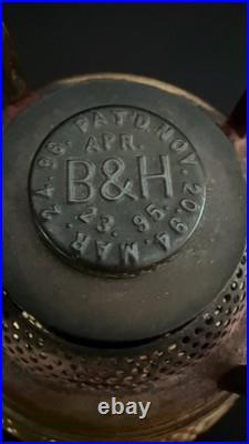 Victorian The B&H Brass Oil Lamp Font w B&H Flame Spreader-Oil Cap