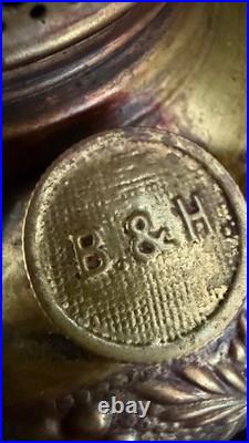 Victorian The B&H Brass Oil Lamp Font w B&H Flame Spreader-Oil Cap