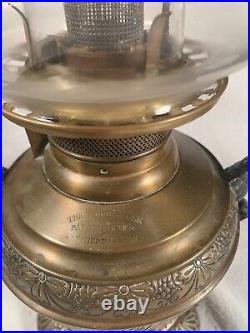 Victorian The Rochester Brass Oil Lamp Font center Draft with Ball Shade p1886