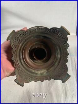 Victorian The Rochester Brass Oil Lamp Font center Draft with Ball Shade p1886