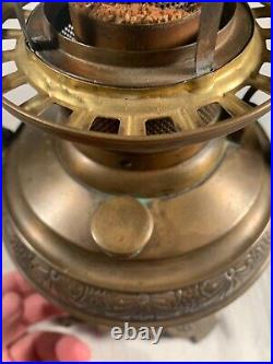 Victorian The Rochester Brass Oil Lamp Font center Draft with Ball Shade p1886