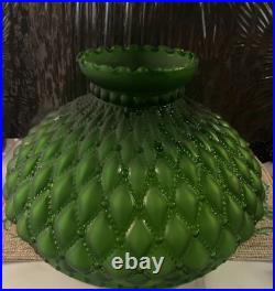 Vintage 10 Green Kerosene Glass Diamond Quilted Student Lamp Replacement Globe