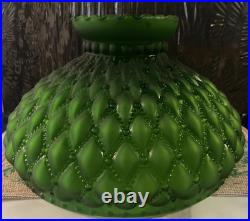 Vintage 10 Green Kerosene Glass Diamond Quilted Student Lamp Replacement Globe