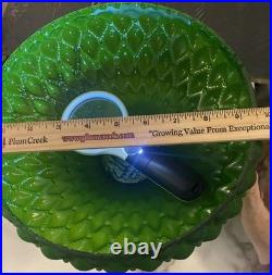 Vintage 10 Green Kerosene Glass Diamond Quilted Student Lamp Replacement Globe