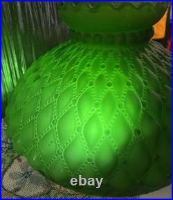 Vintage 10 Green Kerosene Glass Diamond Quilted Student Lamp Replacement Globe