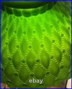 Vintage 10 Green Kerosene Glass Diamond Quilted Student Lamp Replacement Globe