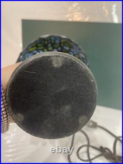 Vintage 12 Tiffany Style Wisteria Table Lamp Leaded Stained Glass Blue Green